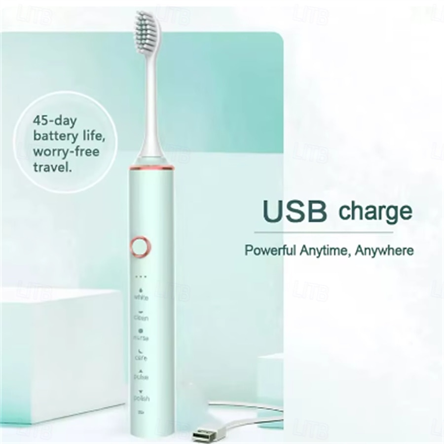 2025年 電動歯ブラシ USB 急速充電歯ブラシ IPX7 防水 大人用 18 ギア スマートタイマー 超音波歯ブラシ 8 個の交換可能なブラシヘッド付き  コレクション – $23.99 –P9