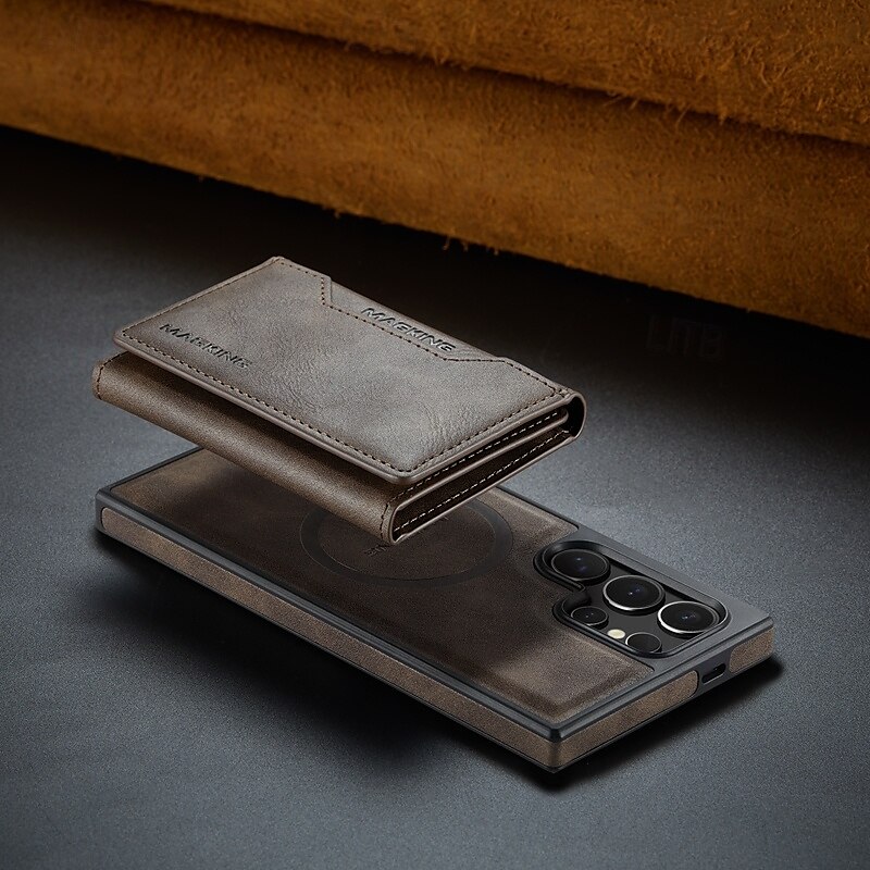 puhelin Etui Käyttötarkoitus S24 Ultra S24 Plus S24 S23 Ultra S25 Ultra Takakuori Tuella Magneetti Tukee langatonta latausta Retro TPU PU-nahka 2025 - $26.99 –P6