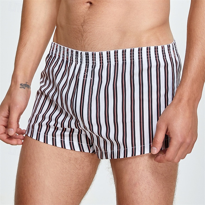 Hombre 1 pc Boxer Boxers Cintura elástica 100% Algodón Transpirable Suave Cómodo Raya Tiro Medio Blanco Amarillo 2025 - $11.49 –P3