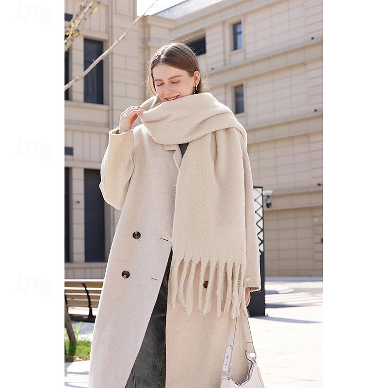 cashmere feel skjerf lange pashmina sjal og omslag for kvinner stort teppe skjerf solid 2025 - $10.99 –P5