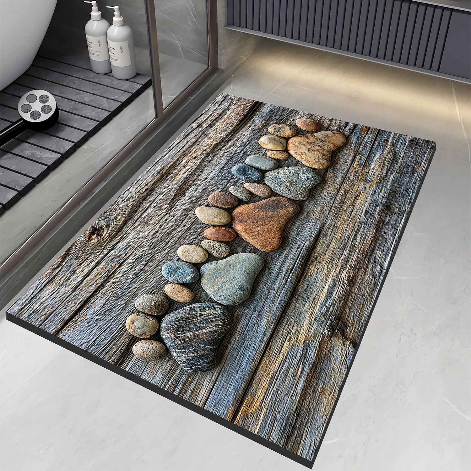 Pebble Bathroom Rug, Polyester Rectangle Door Mat, Super Absorbent, Non-Slip, Easy-to-Clean, Stain-Resistant Bath Mat 2025 - $8.99 –P11