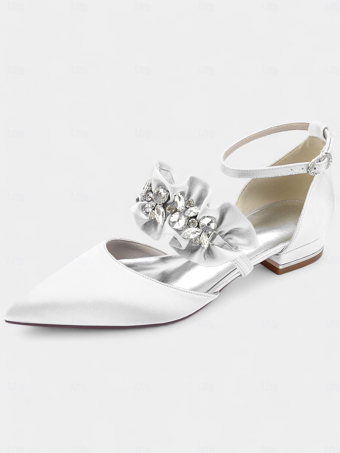 ballerine da donna in raso nero con punta affilata e decorazioni floreali in strass – scarpe eleganti per matrimoni ed eventi formali del 2025 a $64.99 –P11