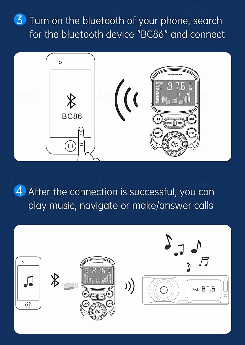 2025年 高品質のミニカー MP3 プレーヤー Bluetooth 音楽スピーカー 30W 急速充電器、車用 FM トランスミッター MP3 プレーヤー  コレクション – $43.99 –P20