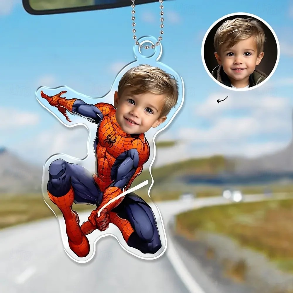 Personalized Photo Hanging Ornaments Custom Spider Superhero Kid Face Acrylic 2D Christmas Tree Ornaments Hanging Car Pendant Gifts for Superhero Fans 2025 - $12.99 –P2