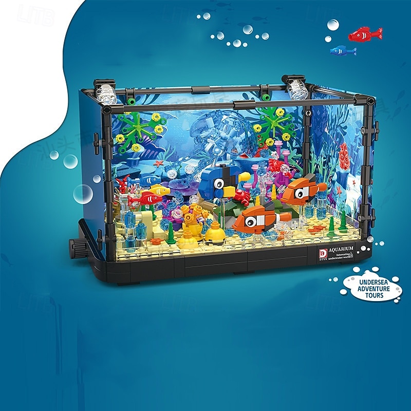 Fish Tank Building Block Lighting Aquarium Building Sets for Adults and Kids Including Ocean Jellyfish Turtle Animal Building Toys for Boys Age 8-12 725pcs/753pcs 2025 - $61.99 –P6