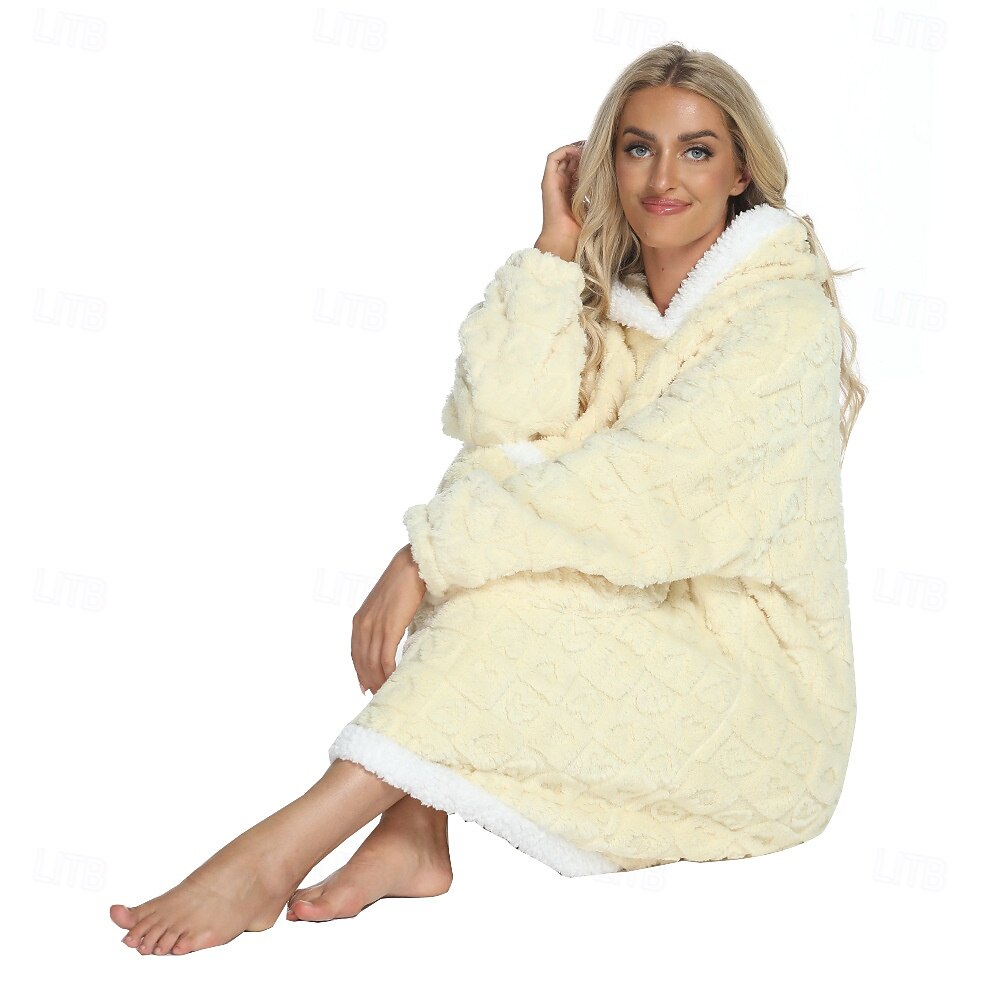 Adulte Couleur unie Combinaison de Pyjamas Couverture à capuche surdimensionnée Couverture portable avec poche Combinaison de Pyjamas Pyjamas Kigurumi Le style mignon Pour Homme et Femme Carnaval de 2025 ? $32.99 –P6