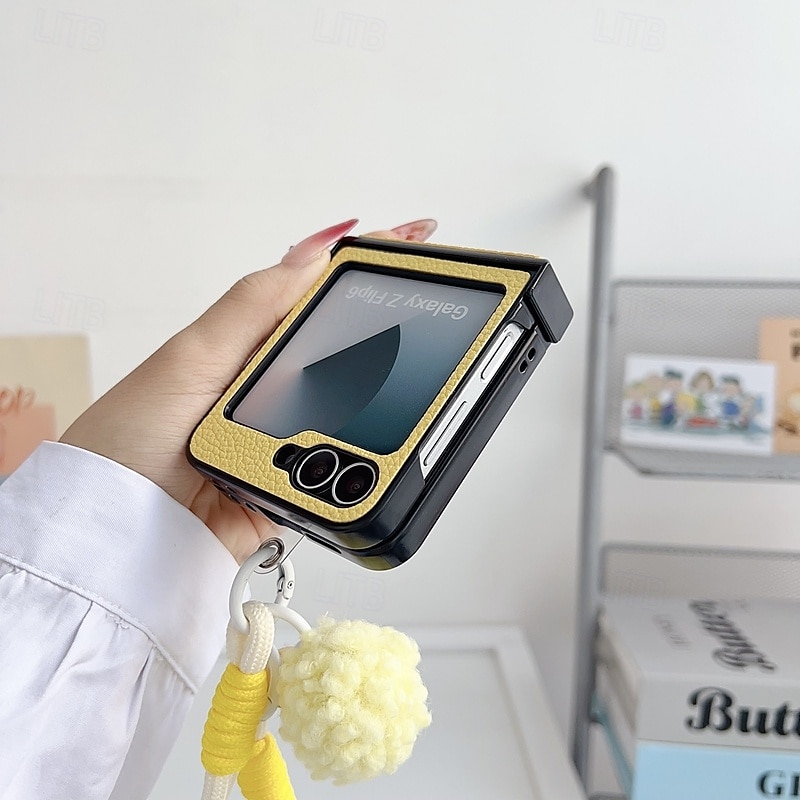 هاتف غطاء من أجل زد فليب 6 Z Flip 5 Z Flip 4 Z Flip 3 غطاء خلفي مع رباط المعصم ضد الصدمات مكتب  /  الأعمال TPU جلد PU 2025 - $19.99 –P9