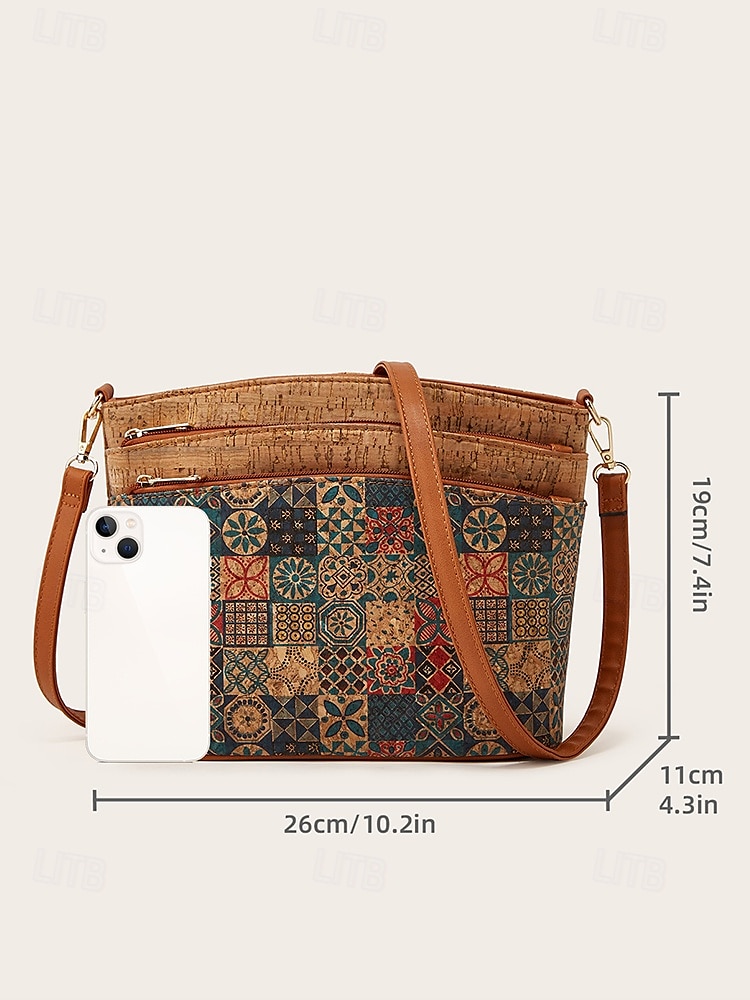 boho vintage crossbody tas met geometrische patronen - lichtgewicht en stijlvolle schoudertas voor dames, ideaal voor dagelijks gebruik en op reis 2026 - $26.99 –P5