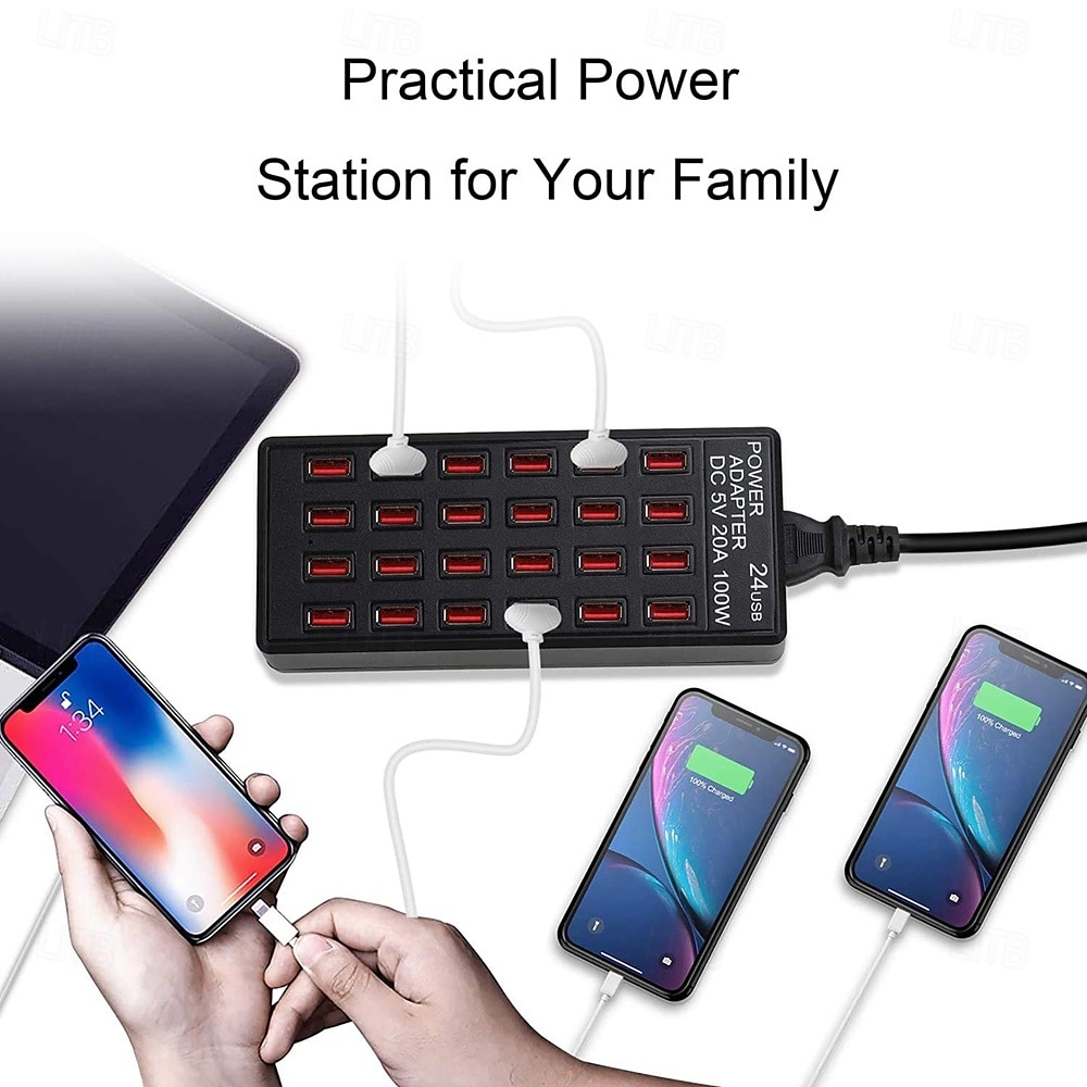 New Item 5V 20A 100w 24 Port USB Fast Charging StationTravel Desktop USB Rapid ChargerMulti Ports Charging Station 2025 - $48.99 –P15