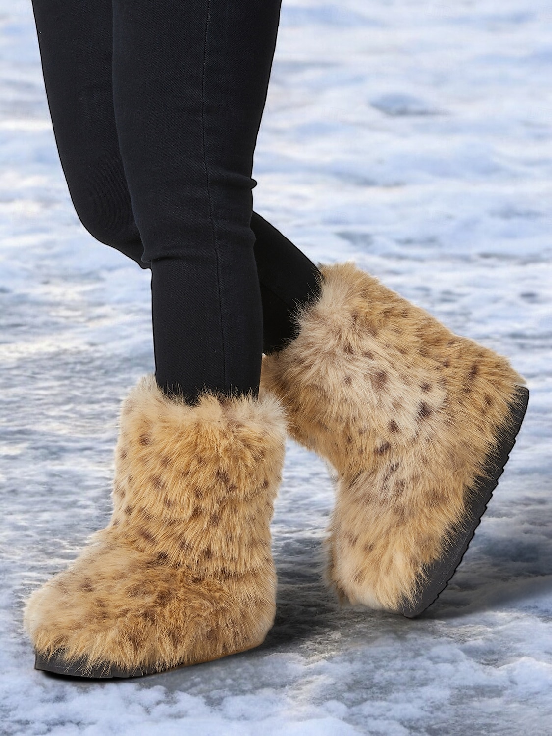 dámské sněhule z umělé kožešiny s leopardím vzorem – teplé a stylové zimní outdoorové boty do chladného počasí 2025 - $46.99 –P5