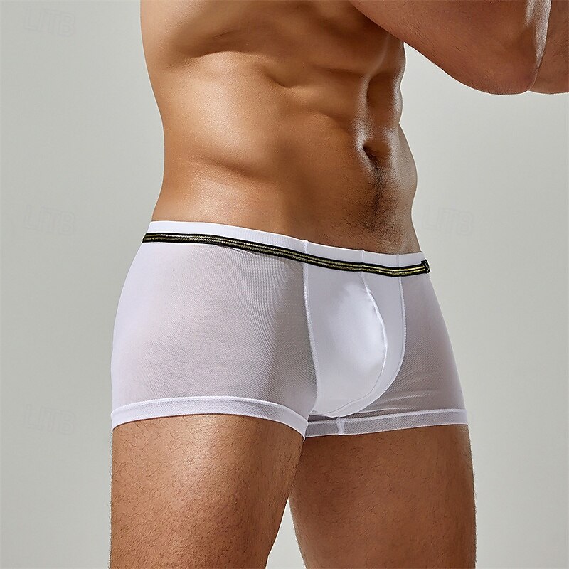 Herren 1 pc Unterwäsche Boxer Boxer-Shorts Patchwork Chinlon Atmungsaktiv Weich Komfortabel Farbblock Mittlere Hüfthöhe Schwarz Weiß 2025 - $10.49 –P9