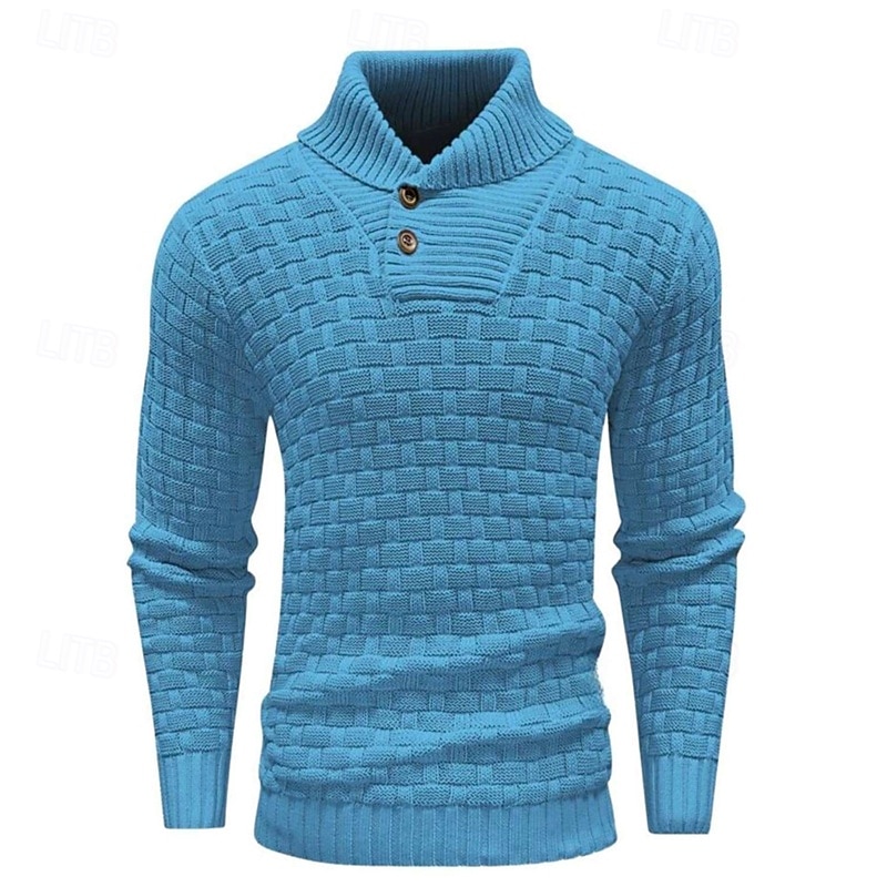 Men's Pullover Sweater Jumper Knit Sweater Ribbed Knit Regular Knitted Plain Turtleneck Fashion Basic Vacation Daily Wear Clothing Apparel Fall & Winter Black Yellow S M L 2025 - $37.99 –P11