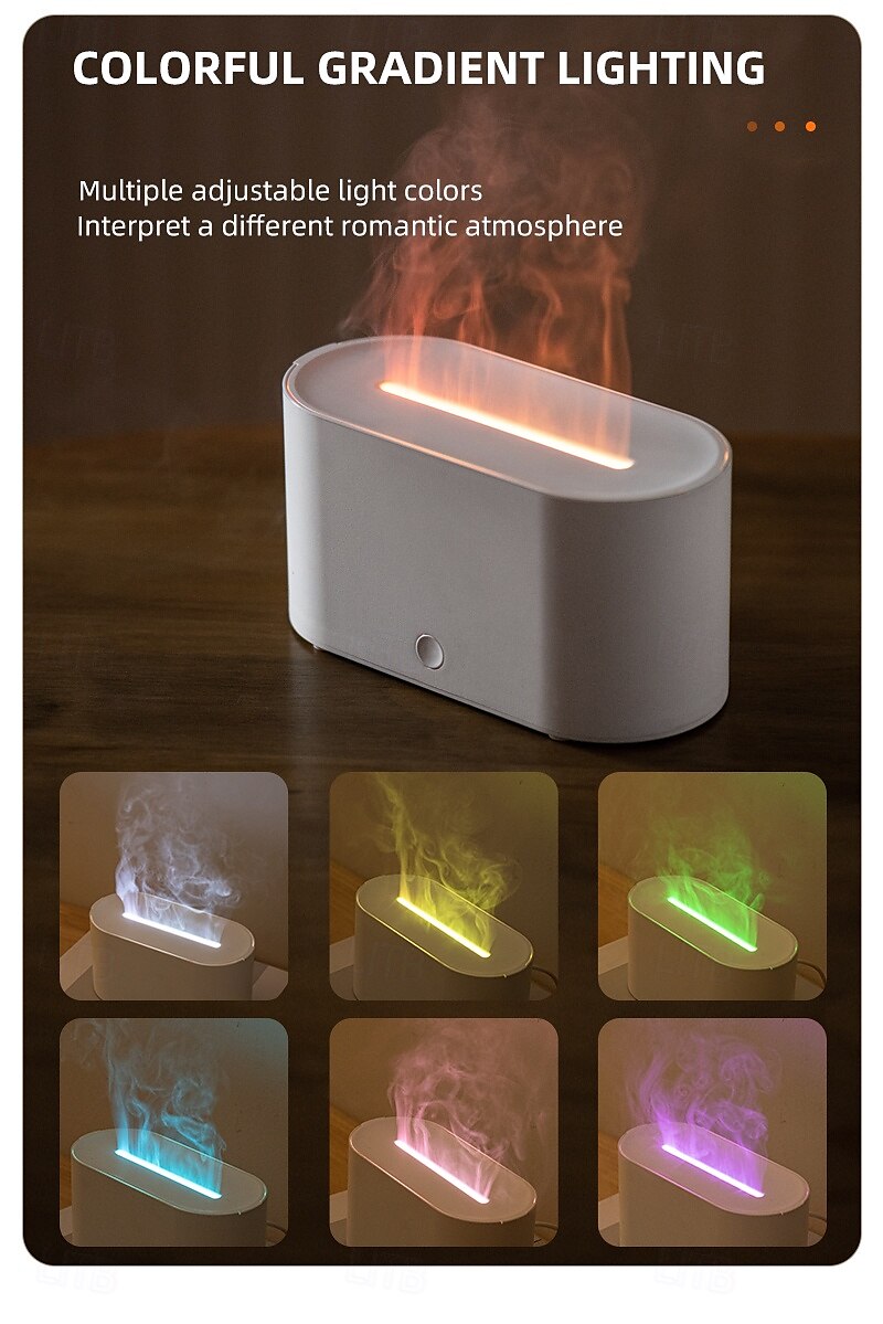 Colorful Simulation Flame Aromatherapy Machine Desktop Home Office USB Air Humidifier Aromatherapy Machine 2025 - $21.99 –P4