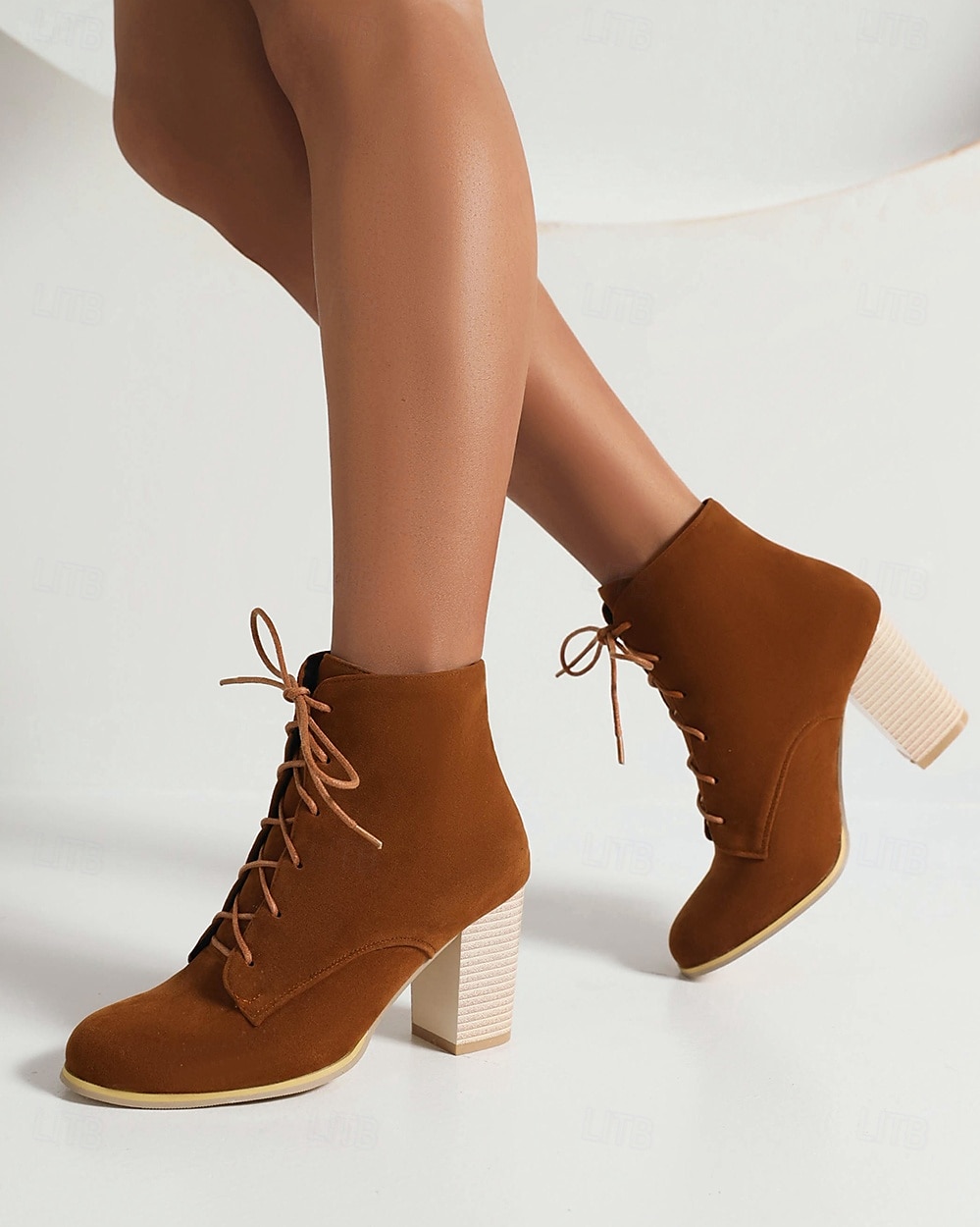 Botas femininas de salto alto com cadarço e salto bloco – calçados estilosos de inspiração vintage para o outono e roupas casuais de 2025 por $54.99 –P1