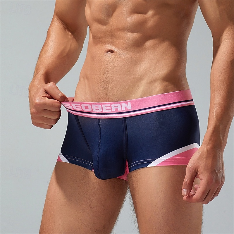 Men's 1 PCS Boxers Underwear Boxer Shorts Patchwork Polyester Breathable Soft Comfortable Color Block Letter Mid Rise Yellow Red 2025 - $10.49 –P12