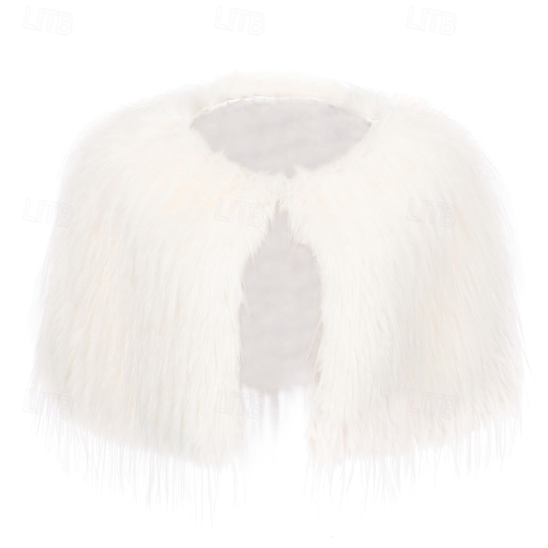 imitert pels skulder sjal wrap viking cape for kvinner brude bryllup skuldertrekk fest vinter capelet 2025 - $52.99 –P5