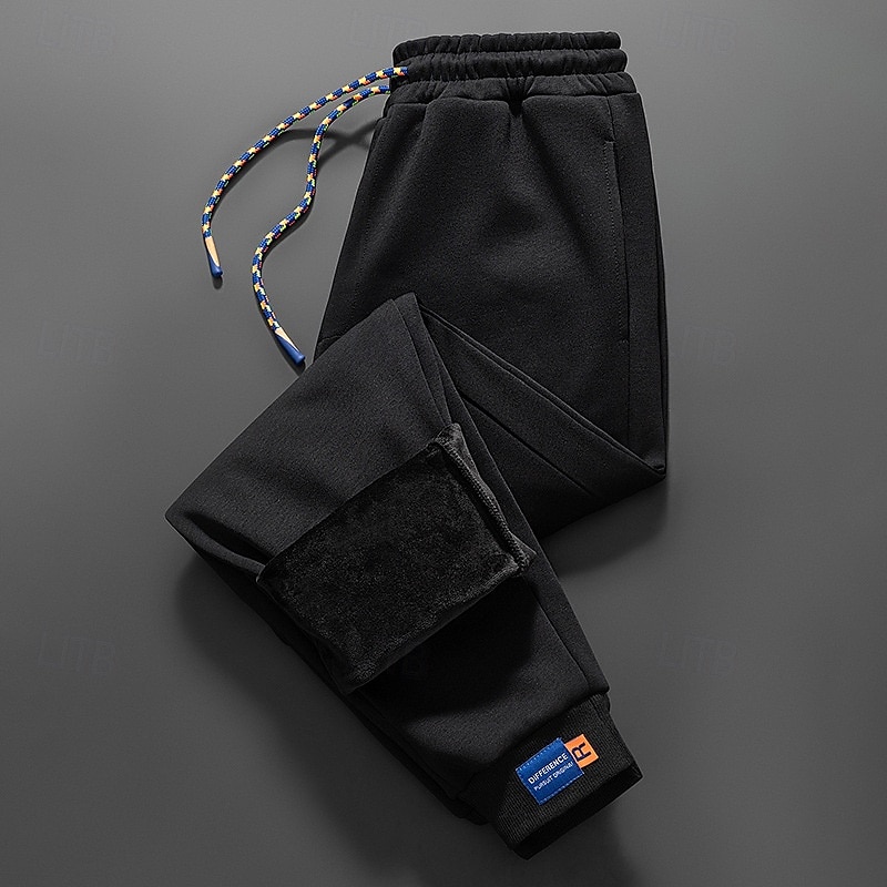 Men's Sherpa Fleece Pants Sweatpants Joggers Trousers Pocket Drawstring Elastic Waist Plain Comfort Warm Sports Outdoor Daily Fashion Casual Black White Micro-elastic 2025 - $20.99 –P8