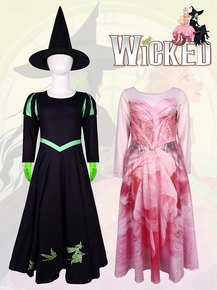 Čerodějnice Glinda Elphaba Šaty Úbory Kostým Valpuržina noc Filmové televizní tématické kostýmy Filmové kostýmy for Dívčí Dětské předvečer Všech svatých Karneval Mardi Gras Výkon Párty Podium 2025 - $38.99 –P1