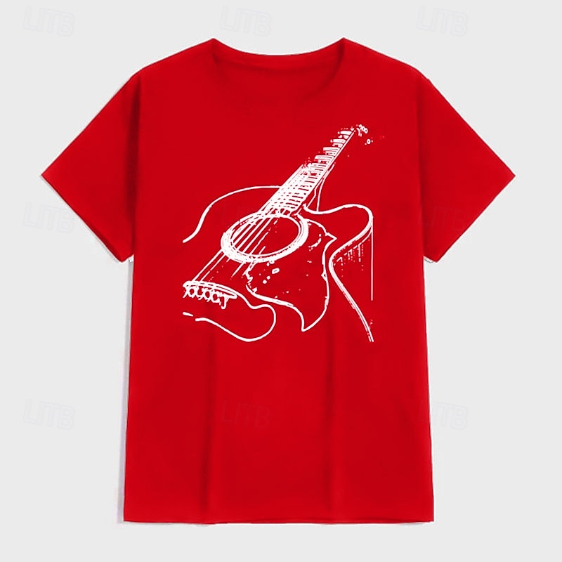 Herr t-shirt med akustisk gitarr grafisk kortärmad 2026 - $17.49 –P9