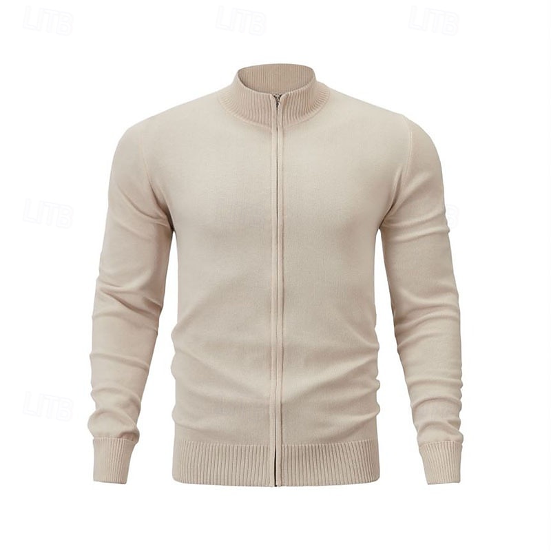 Herren Strickjacke Reißverschluss-Pullover Strickpullover Gerippt Stricken Normale Oberteile Reißverschluss Einfarbig Stehkragen Mode Klassisch Urlaub Alltagskleidung Bekleidung Herbst Winter Frühling 2026 - $36.99 –P2