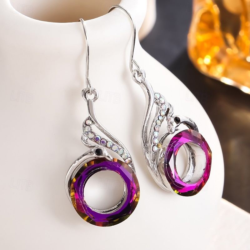 Boucle d'Oreille Créoles Le style rétro Séries de totem Des boucles d'oreilles Bijoux Bleu / Violet / Vert Pour Soirée 1 paire de 2025 ? $23.99 –P5