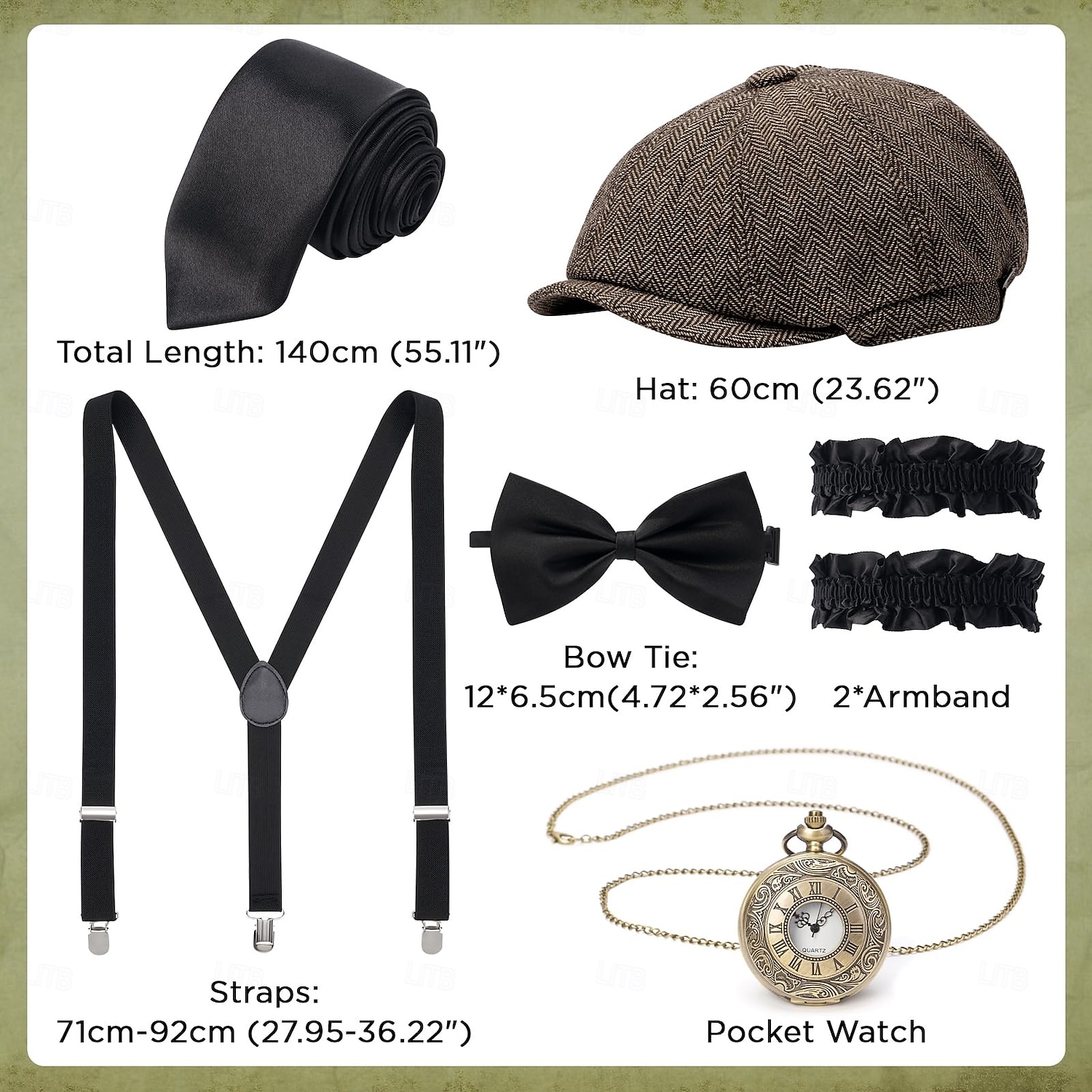 Retro Vintage Roaring 20s 1920s Outfits Waistcoat Accessories Set Gentleman Gangster Fancy Dress Men's Carnival Costume 8 PCS Christmas Halloween Carnival Masquerade Cocktail Party Theme Party Adults' 2025 - $47.99 –P2