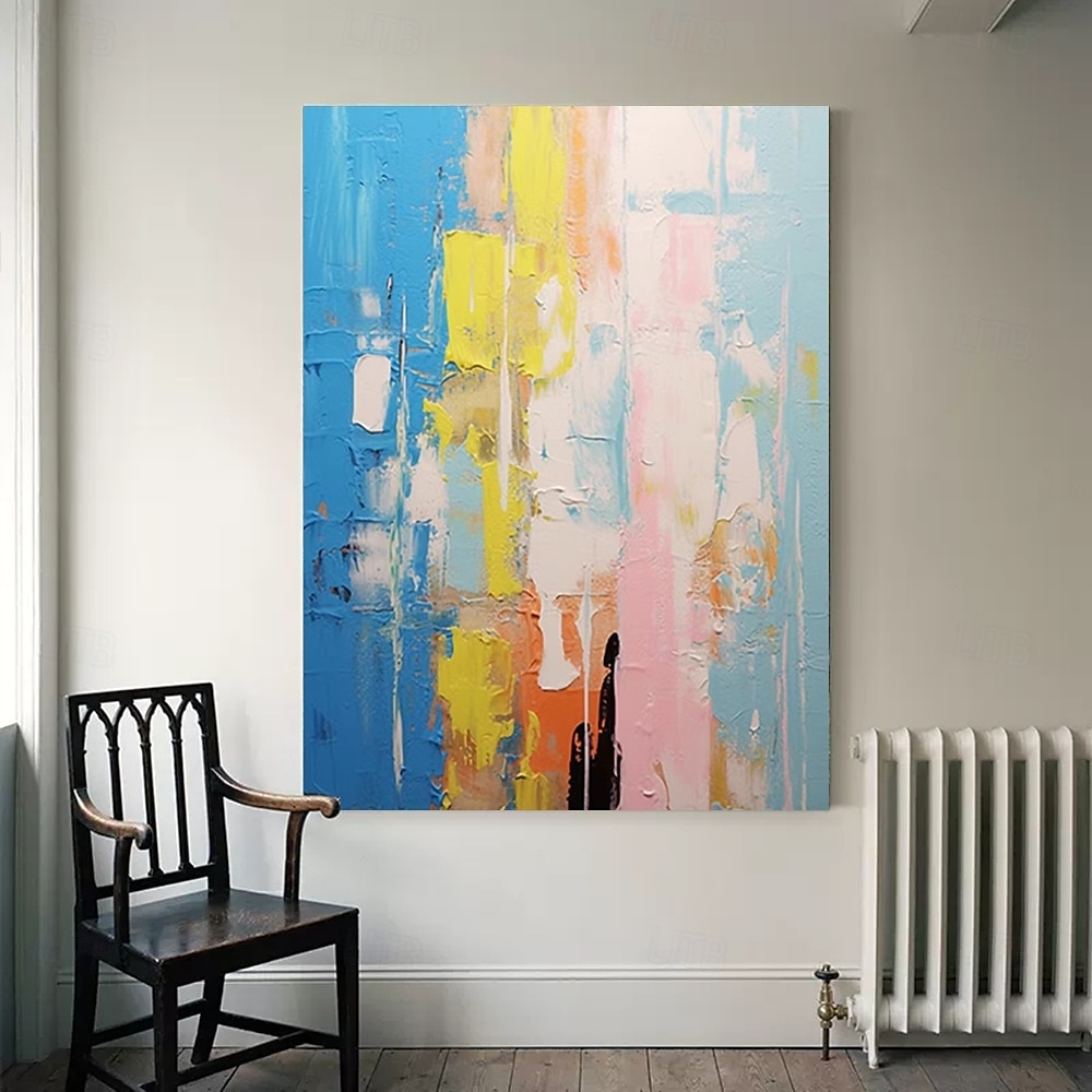 3d blauw abstract schilderij handgemaakte zonsondergang hedendaagse abstracte landschapsschilderij moderne perzik en roze landschapsschilderij wandkunst groot ingelijst canvas schilderij moderne 2025 - $116.99 –P4