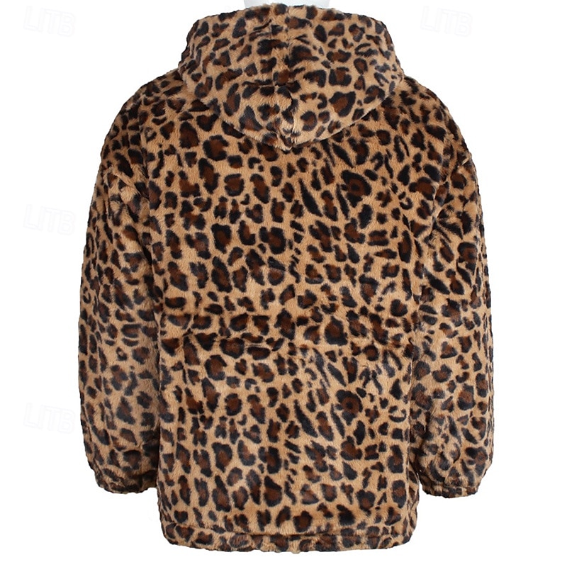 Herren Winterjacke Fleecejacke Mantel aus Kunstpelz Täglich Urlaub warm Tasche Vlies Herbst Winter Leopard-Druck Modisch Strassenmode Mit Kapuze Standard Gelb Blau Grün Jacken 2026 - $57.99 –P6