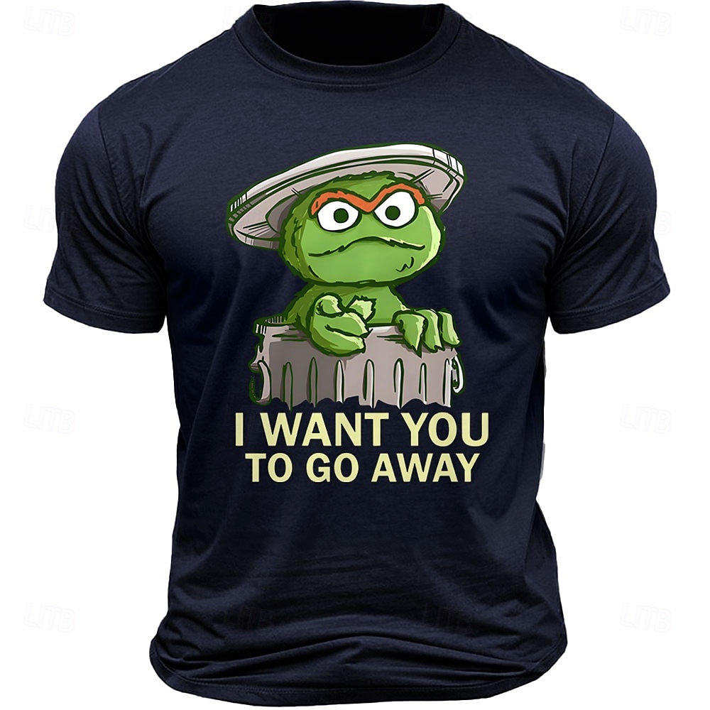 Men's Cartoon Letter Printed Monster T Shirt 100% Cotton Short Sleeve Graphic Shirt Black Deep Blue Army Green Comfortable Tee Vacation Street Fashion Designer Clothing 2025 - $15.99 –P3
