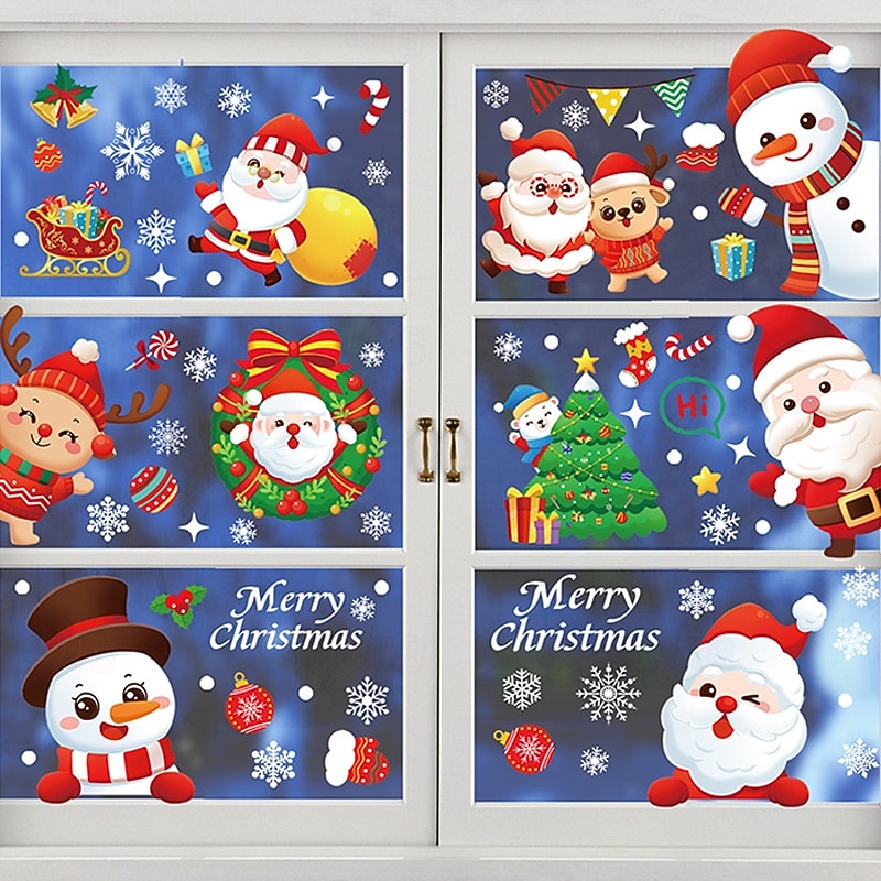 Pegatinas navideñas para ventanas, pegatinas estáticas extraíbles para decoración navideña, pegatinas de PVC de color blanco puro, juego de calcomanías extraíbles de tamaño pequeño para decoraciones 2025 - $12.49 –P10