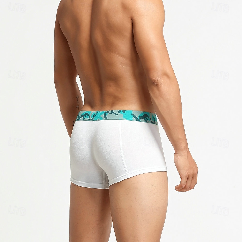 Herren 1 pc Unterwäsche Boxer Boxer-Shorts Patchwork 90% Baumwolle Atmungsaktiv Weich Komfortabel Farbblock Buchstabe Mittlere Hüfthöhe Schwarz Weiß 2025 - $8.99 –P3