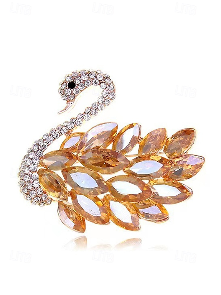 broșă elegantă cu lebădă cu ornamente cu strass - ac de cristal strălucitor pentru femei, perfectă pentru ținute formale și pentru cadouri 2025 - $9.99 –P11