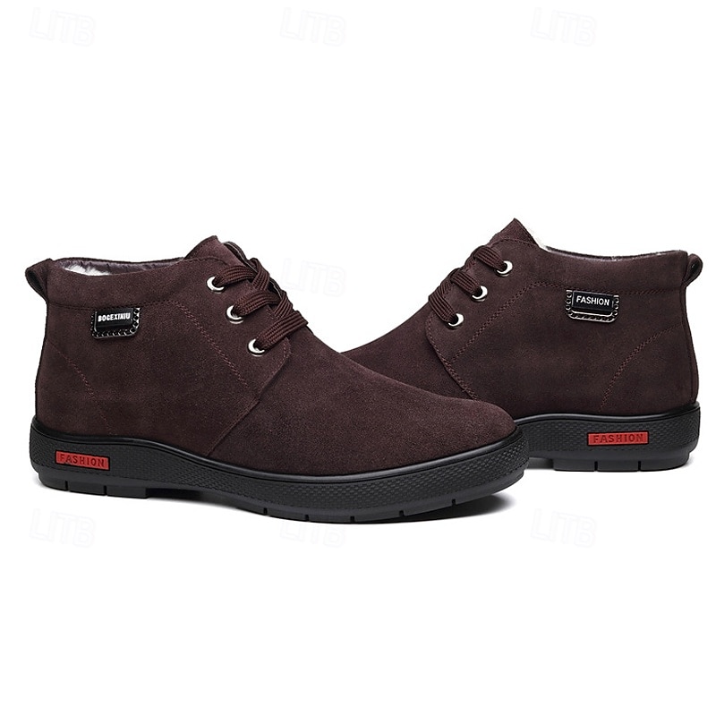 braune Winterstiefeletten aus Wildlederimitat mit Plüschfutter für Herren – warme Freizeitschuhe zum Schnüren für kaltes Wetter 2025 - $59.99 –P5