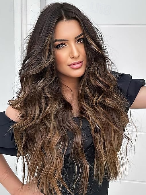 Long  Wigs for Women Middle Part Wig Long Curly Wavy Synthetic Wigs for Daily Party Use 2026 - $19.49 –P5