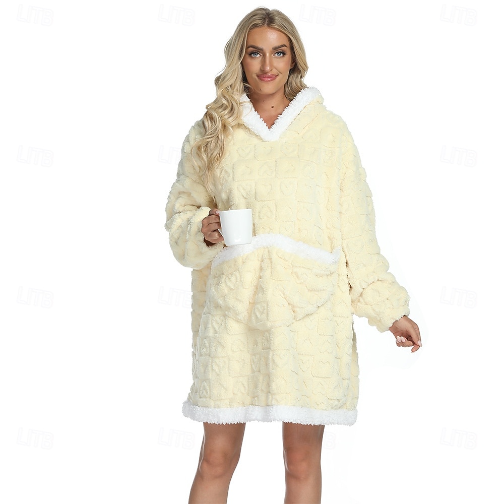Adulte Couleur unie Combinaison de Pyjamas Couverture à capuche surdimensionnée Couverture portable avec poche Combinaison de Pyjamas Pyjamas Kigurumi Le style mignon Pour Homme et Femme Carnaval de 2025 ? $32.99 –P4