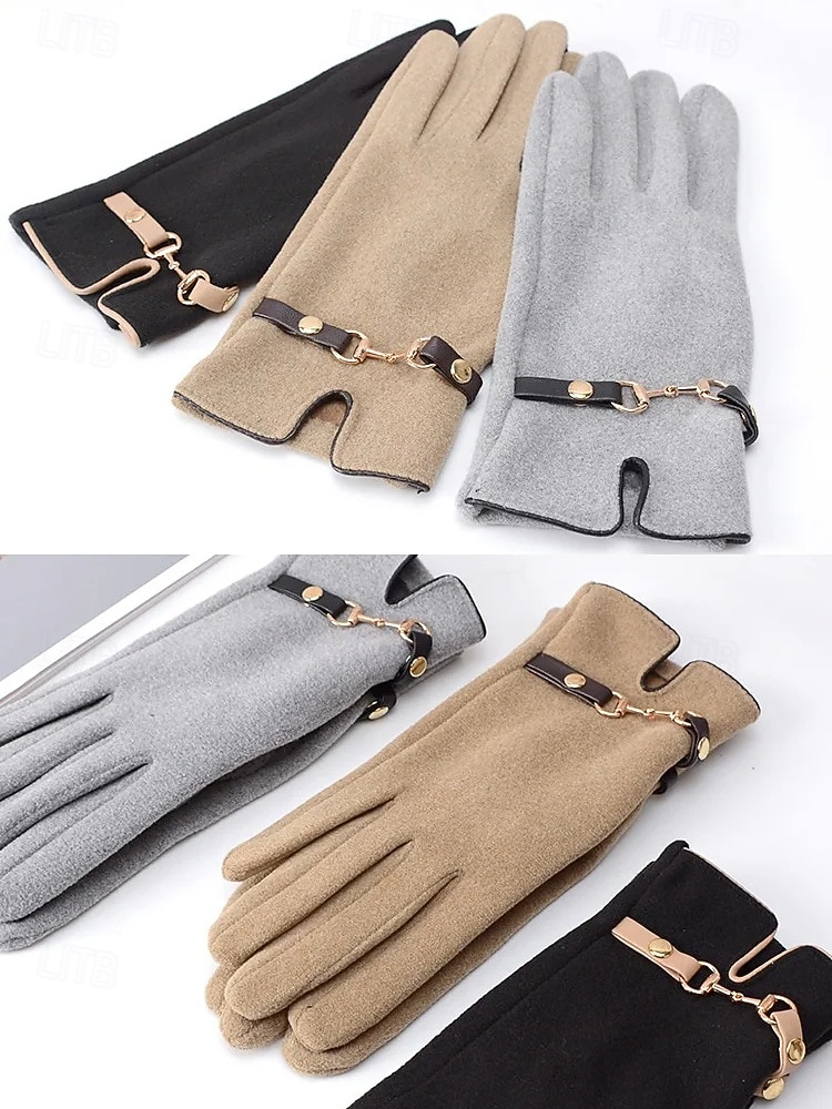 Damen-Winterhandschuhe mit elegantem Metallakzent - warmes und stylisches Wollmisch-Design für kaltes Wetter 2025 - $11.99 –P8