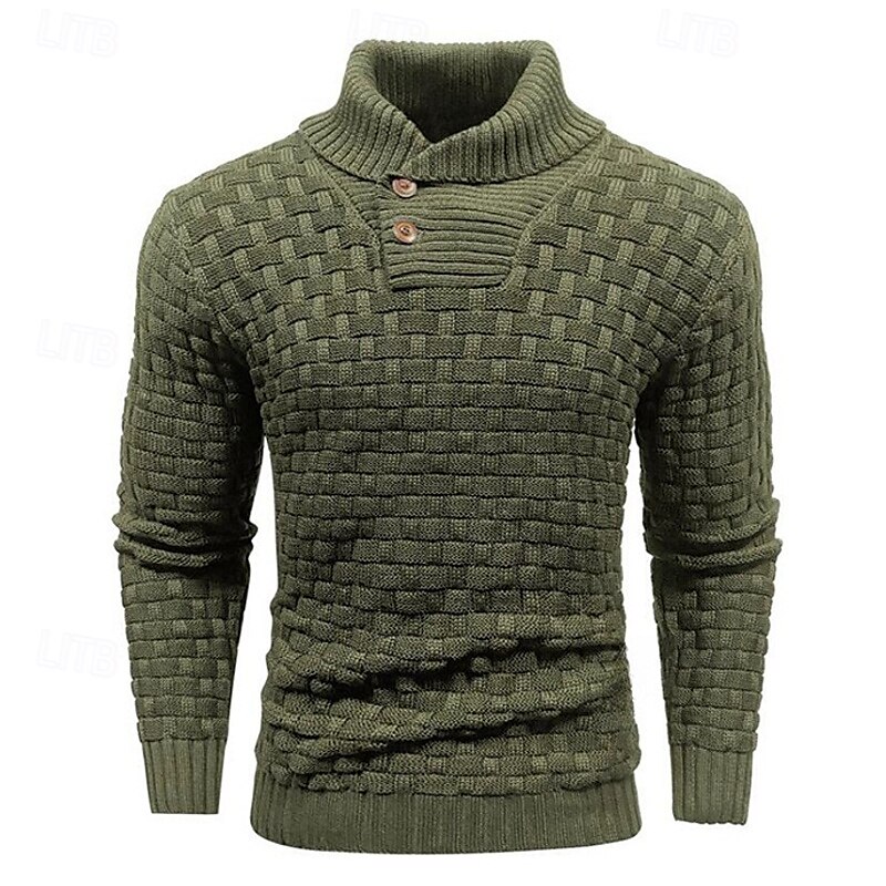 Men's Pullover Sweater Jumper Knit Sweater Ribbed Knit Regular Knitted Plain Turtleneck Fashion Basic Vacation Daily Wear Clothing Apparel Fall & Winter Black Yellow S M L 2025 - $37.99 –P8