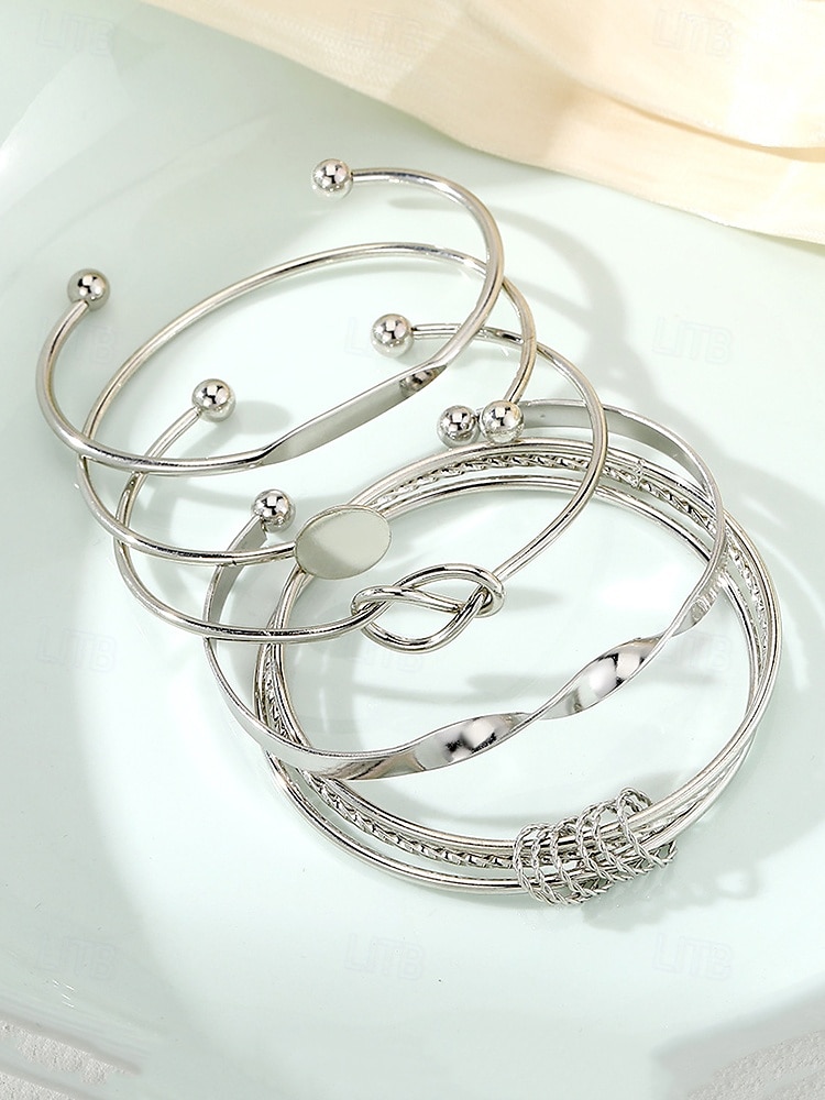 kvinners gullfarget armbåndsarmbåndsett - minimalistisk flerlagsdesign for uformelle, fest- og gaveanledninger 2025 - $9.99 –P4