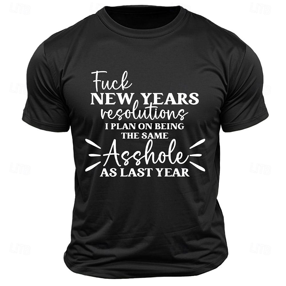 Muži hrubý urážlivý nový rok vtipný slang tričko s krátkým rukávem tričko 3D tisk crew neck tričko módní athleisure ulice sporty venkovní každodenní černá modrá zelená léto jaro oblečení oděv S M L XL 2025 - $15.99 –P3