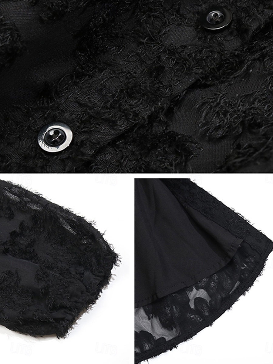 Damen Spitzenkleid Minikleid Spitze Patchwork Brautkleider schlicht Ständer Langarm Schwarz Wein Grün Farbe 2025 - $34.99 –P10