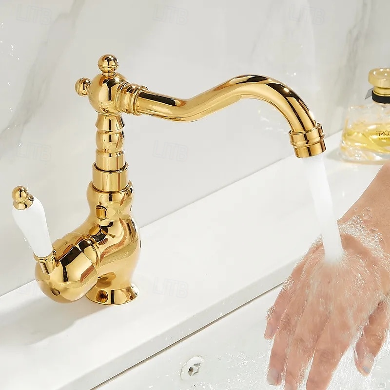 miscelatore monocomando per lavabo da bagno in ottone, rubinetti monocomando per lavabo a ponte rubinetto in ceramica, rubinetti monoforo per tubo flessibile freddo e caldo del 2025 a $80.99 –P6