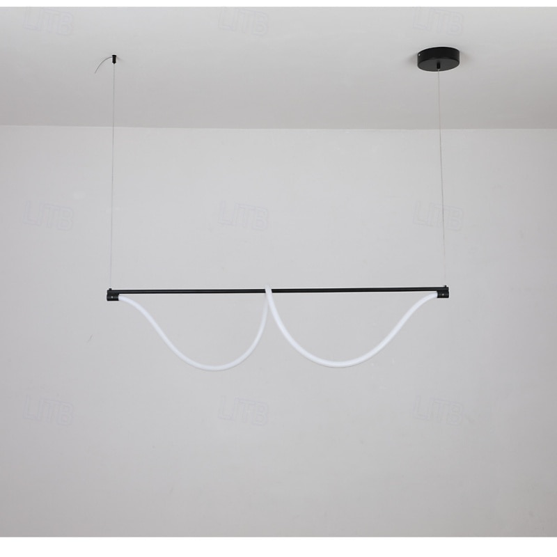lampada a sospensione lineare sottile in metallo con tubo lungo e paralume in silicone lampada a sospensione a led lampade a goccia nere a flute 110-240v del 2025 a $249.99 –P6
