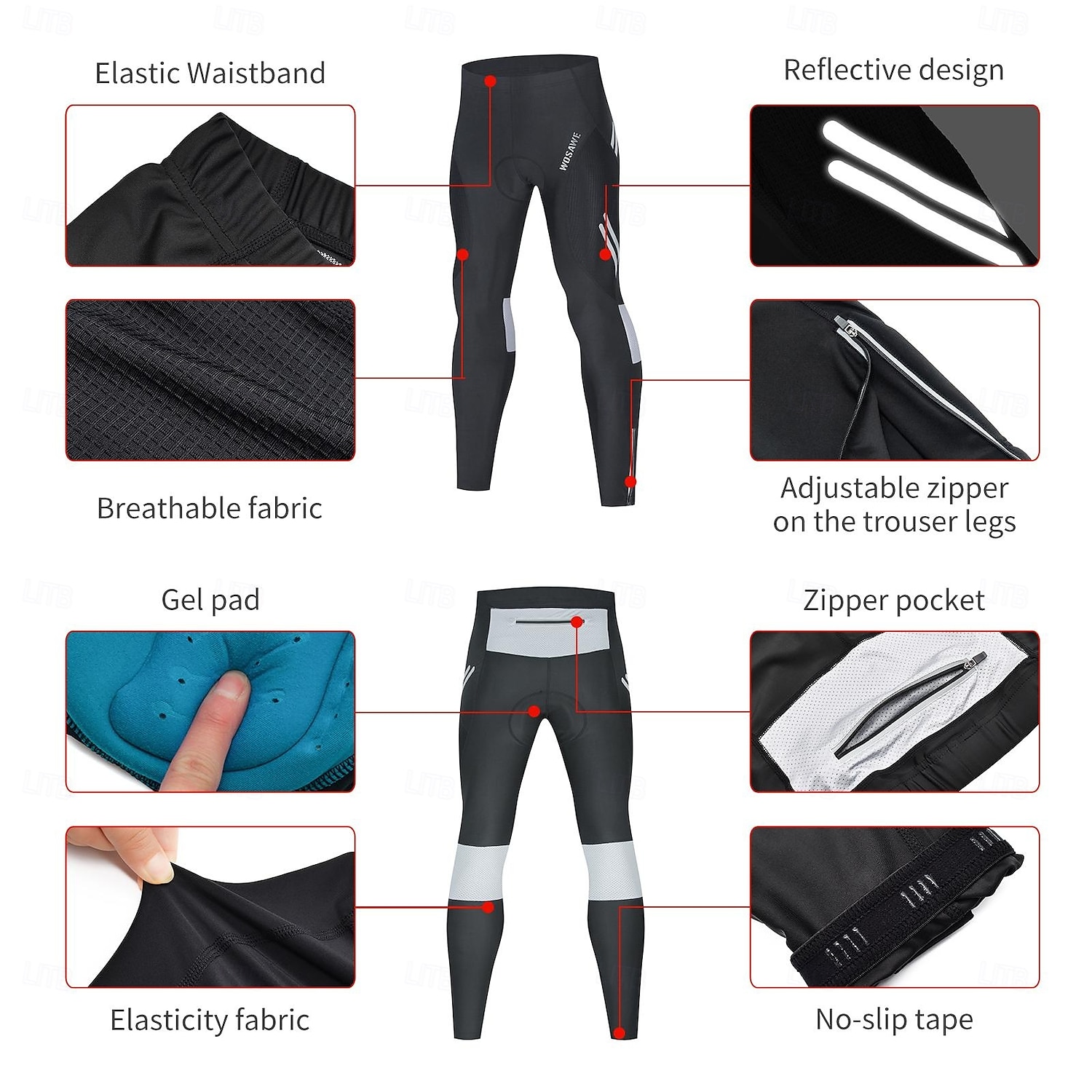WOSAWE Spring and Autumn Men's Outdoor Sports Bike Cycling Pants Mountain Bike Mountaineering Sponge Silicone Breathable Quick Dry Cycling Trousers BO144 2025 - $50.99 –P15