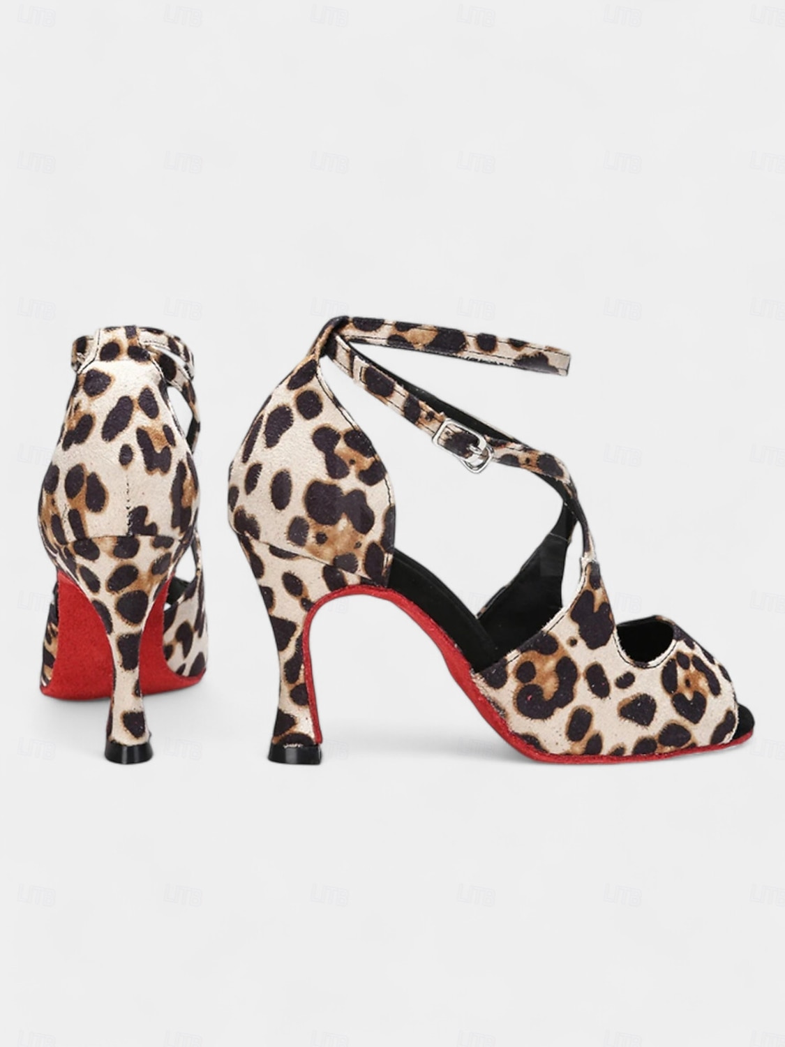 Latein-Tanzschuhe für Damen in Goldglitzer mit überkreuzten Riemen, weicher Wildledersohle und offenem Zehenbereich – High-Heel-Performance-Schuhe für Salsa, Tango und Gesellschaftstanz 2025 - $46.99 –P7