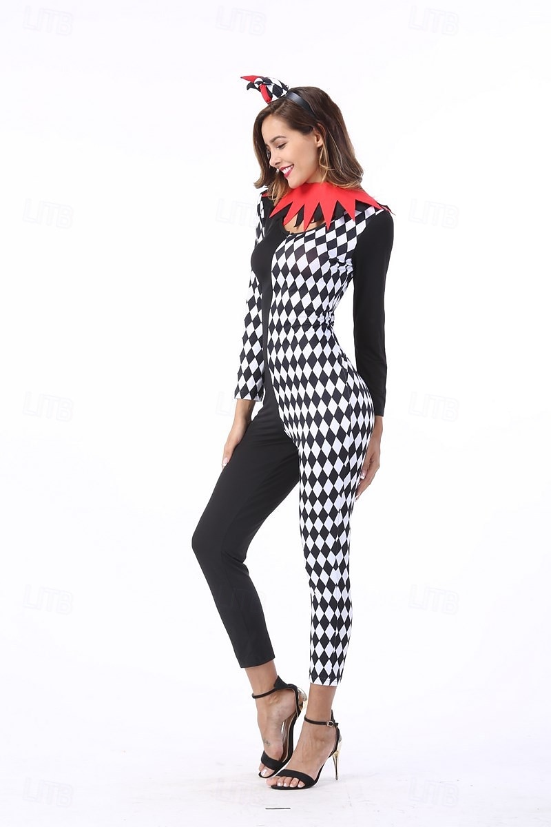 cyrk Żartowniś Klaun Strój karnawałowy Kostium Kombinezon zentai Dla dorosłych Damskie Cosplay Spektakl Impreza Halloween Karnawał Mardi Gras Łatwy kostium karnawałowy 2025 - $51.99 –P7