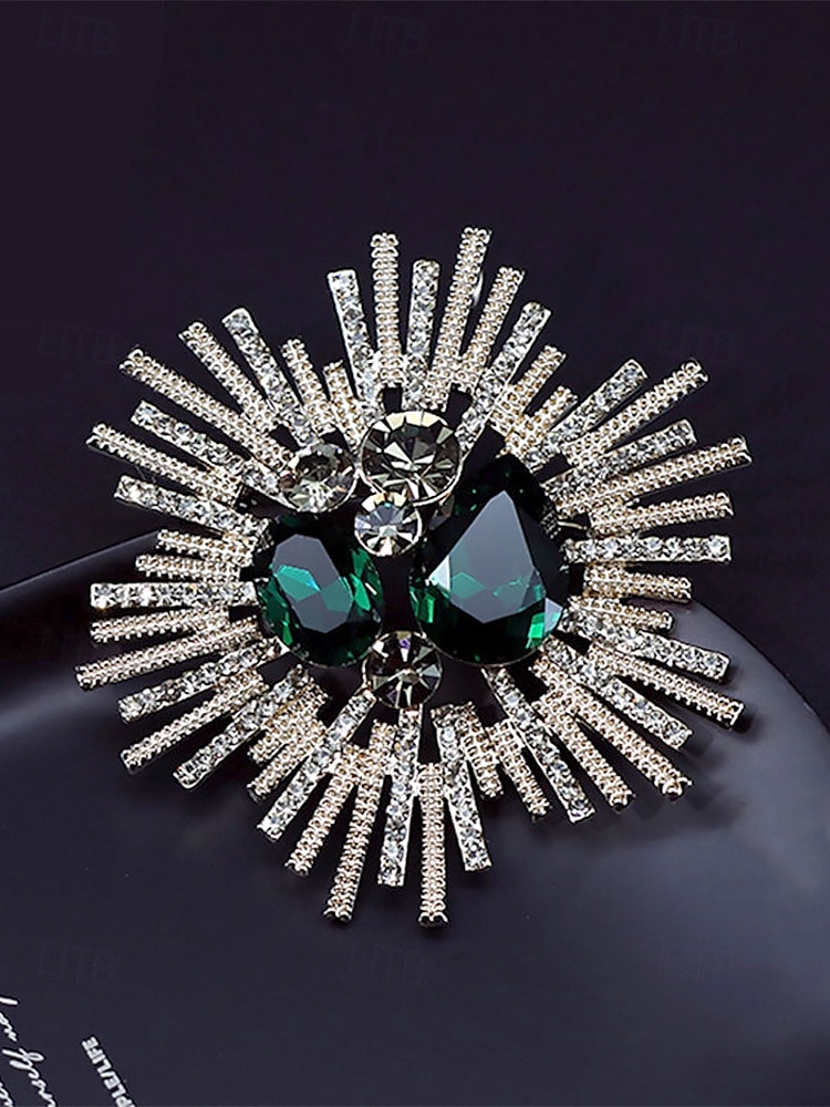 női vintage stílusú sunburst bross rózsaszín és kristály drágakövekkel – elegáns kitűző hivatalos öltözékhez 2025 - $9.99 –P8
