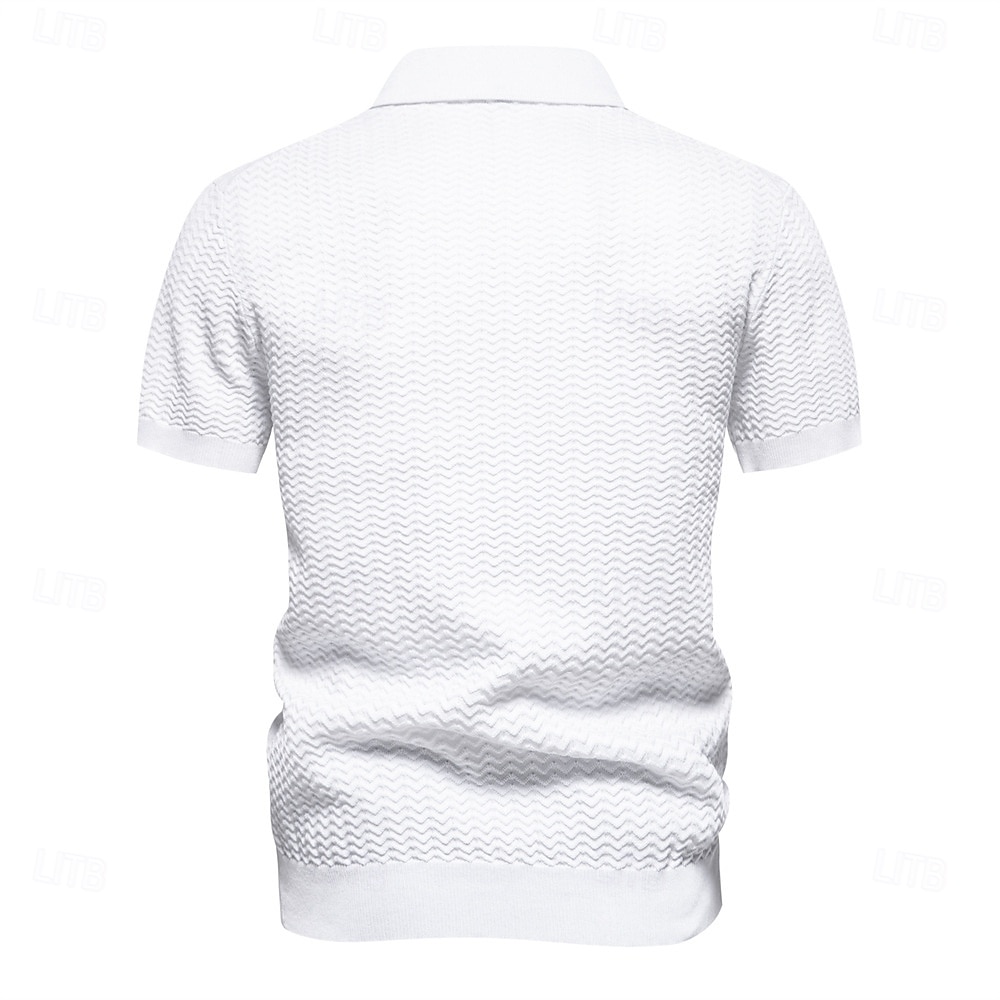 Per uomo Polo con zip Lavoro Affari Collo ripiegato Manica Corta Blocco di colori Cerniera Estate Primavera Autunno Bianco perla Nero Blu marino Polo con zip del 2025 a $27.99 –P2