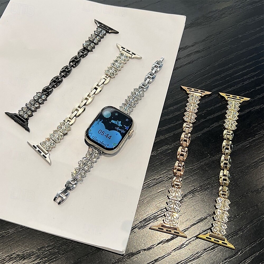 Pulseira de joias Compatível com Pulseira Apple Watch 38mm 40mm 41mm 42mm 44mm 45mm 49mm Bling Diamond Ajustável Respirável Lega pulseira de substituição para iwatch Ultra 2 Series 9 8 7 SE 6 5 4 3 2 de 2025 por $16.99 –P2