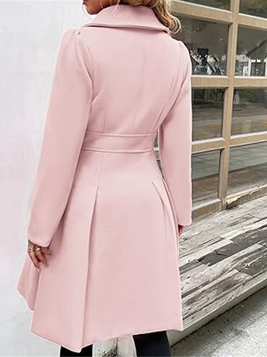 Dam Vinterkappa Utomhus Gata Dagliga kläder Höst Vinter Lång Täcka Normal Håller värmen Andningsfunktion Stylish Ledigt Jacka Långärmad Slät Med fickor Rodnande Rosa Marinblå Kamel 2025 - $62.99 –P13