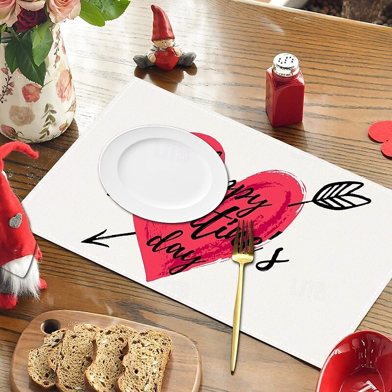 Valentine's Day Placemats Set of 4 Romantic and Decorative Table Mats Featuring Heart or Rose Patterns Durable and Heat-Resistant Perfect for Adding a Touch of Love to Your Dining Table Decor 2025 - $14.49 –P3